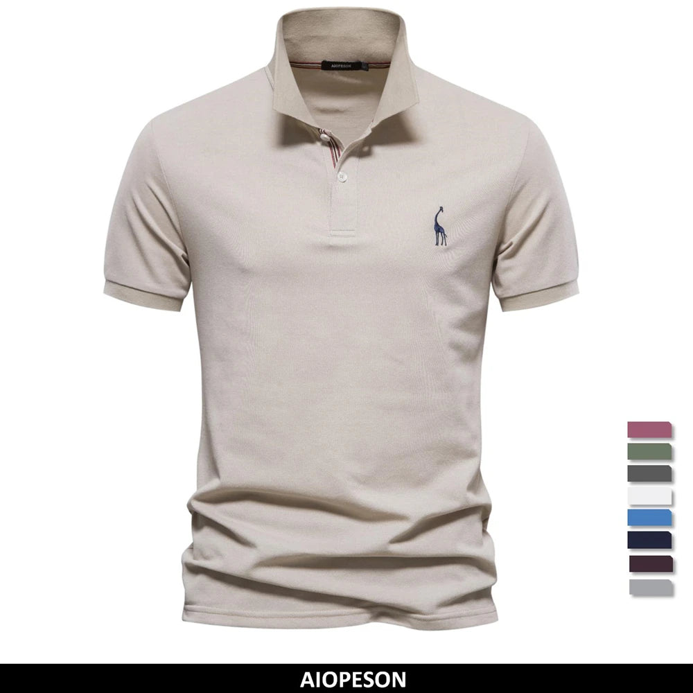 Men's Cotton Polo Shirt – Solid Colors, Relaxed Fit