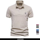 Men's Cotton Polo Shirt – Solid Colors, Relaxed Fit