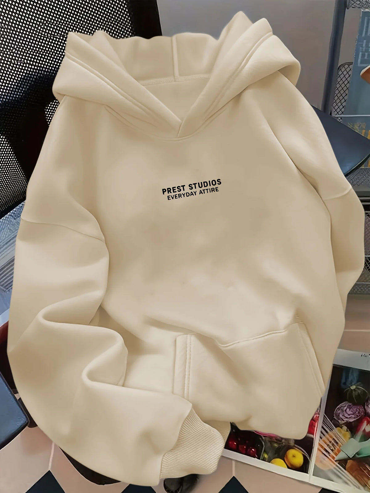 Loose Fit Letter Print Hoodie Men Women Fashion Versatile Pullover Hooded Sweatshirt Autumn Winter New Arrival Daily Casual