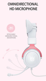 ONIKUMA X10 Gaming Headphones with Detachable Cute Cat Ear RBG Lighting Gaming Headset Gamer Earphone with HD Mic for PC Gaming