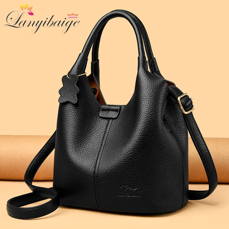 Brand High Quality Soft Leather Large Capacity Top-handle Bags Female Handbags Women Shoulder Crossbody Totes Messanger Bag Sac