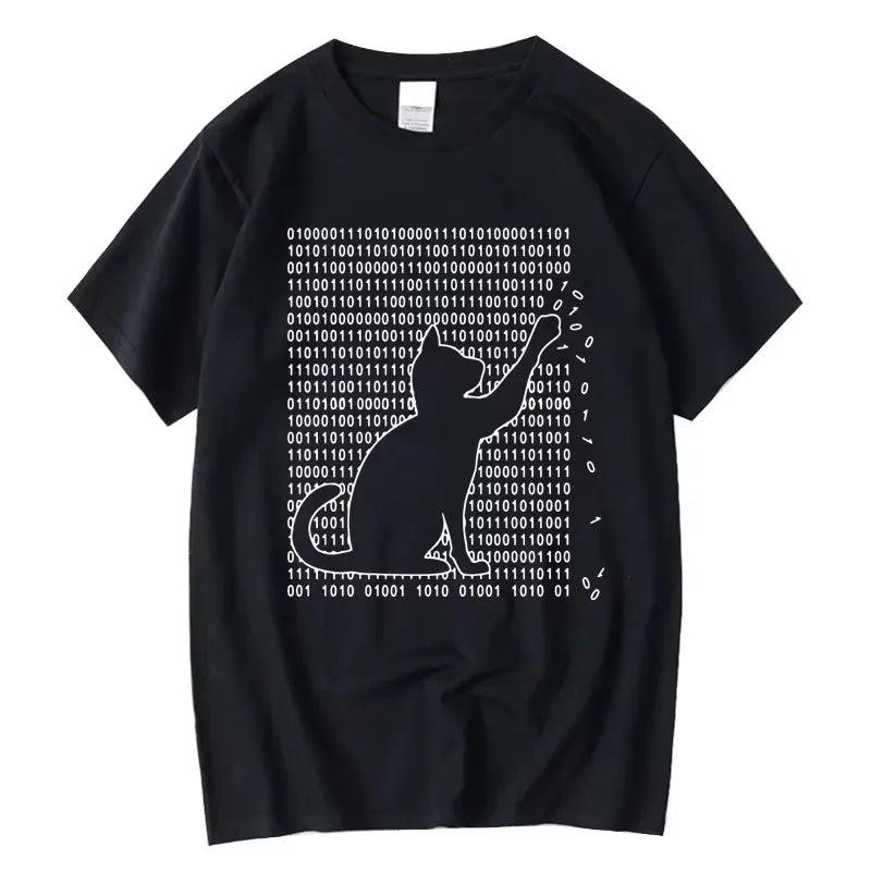 Men's Funny Cat Print 100% Cotton Summer T-Shirt