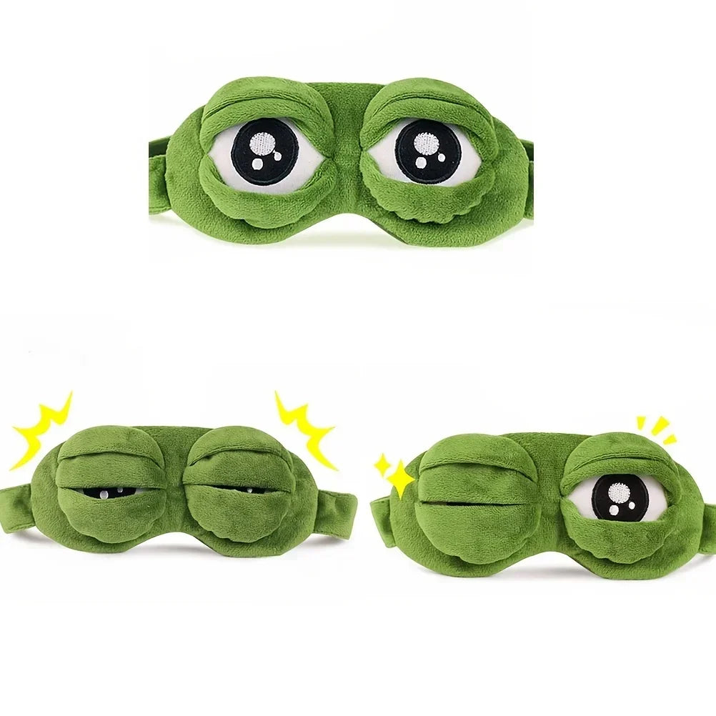 3D Frog Plush Sleep Mask – Soft Cotton Travel Blindfold (Made in USA)