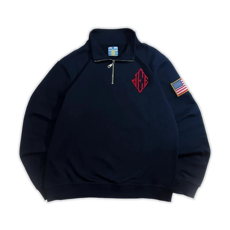 Y2K Retro 3D Embroidery Quarter-Zip