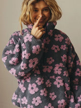 Women's Floral Fleece High-Neck Pullover