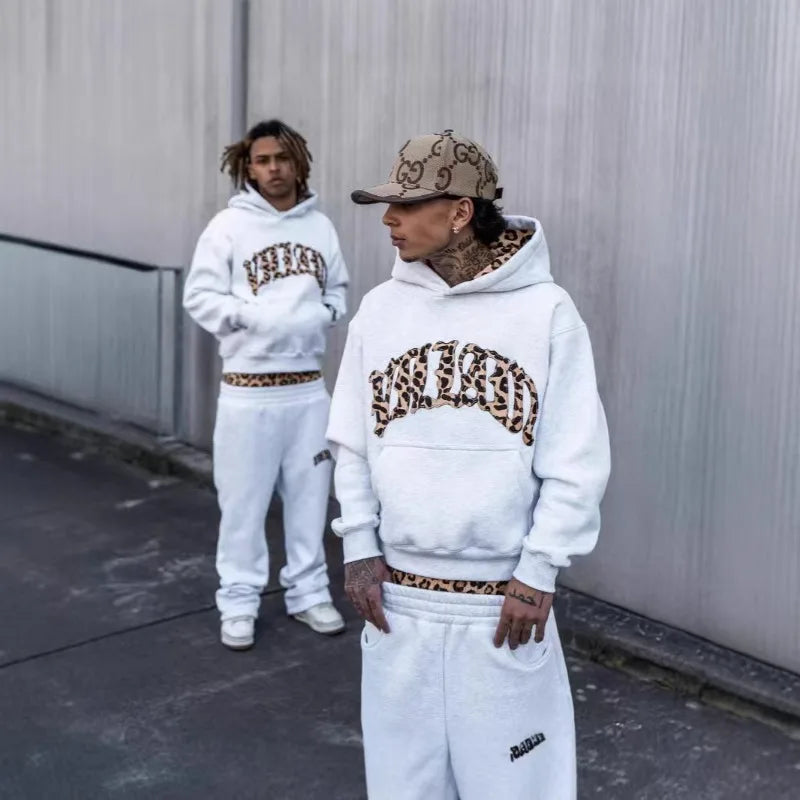 Men's Leopard Print Hoodie & Pants Set