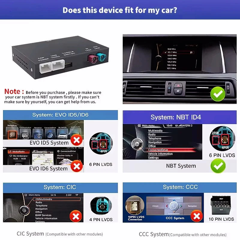 Wireless CarPlay & Android Auto for BMW CIC/NBT Systems