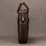 Luufan Genuine Leather Men's Business Handbag 15" Laptop Briefcase Bag Male A4 Document Shoulder Message Computer Bag Work Tote
