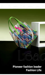 CH Transparent PVC Bucket Bag Women Colorful Jelly Tote Bags Small Crossbody Shoulder Handbag with Inner Pouch