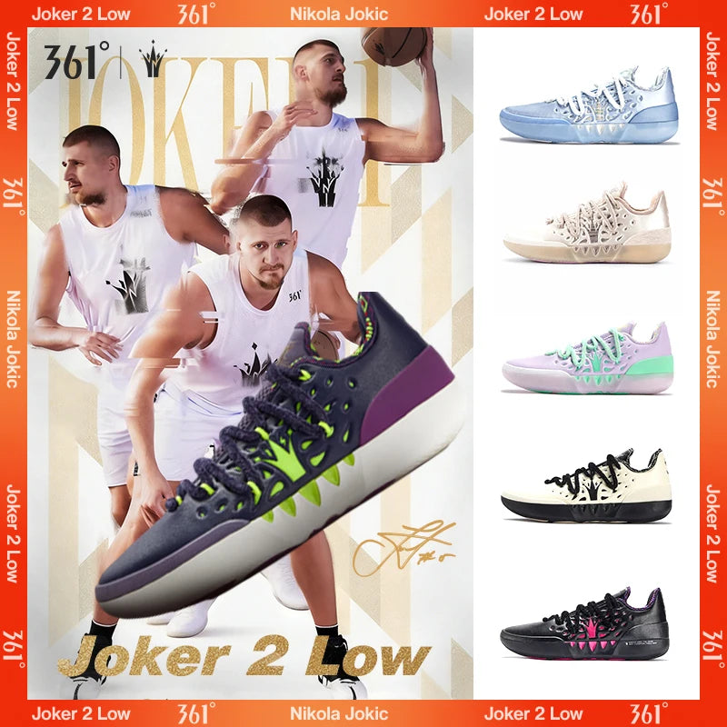 361 Degrees Joker 2 Low Men Basketball Shoes New Nikola Jokic Breathable Shock-Absorbing Wear-resistant Male Sneaker 672611110