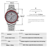 Watchdives WD1863 39mmMen's Watch VK63 Quartz Timing Movement Bubble Sapphire Crystal Night Light Retro Watch 10Bar Waterproof