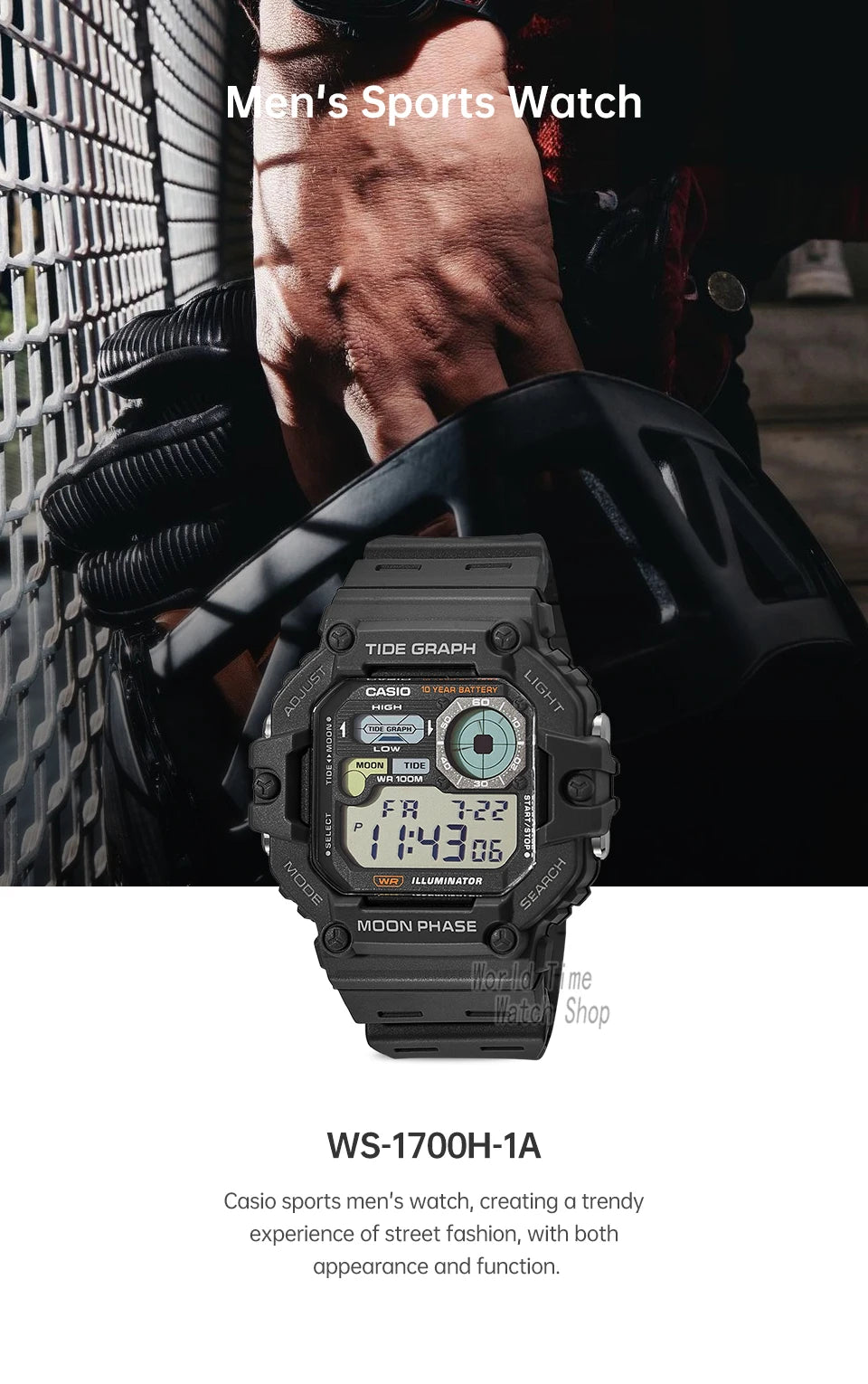 Casio WS-1700H Men’s Digital Sports Watch | 100M Water Resistant