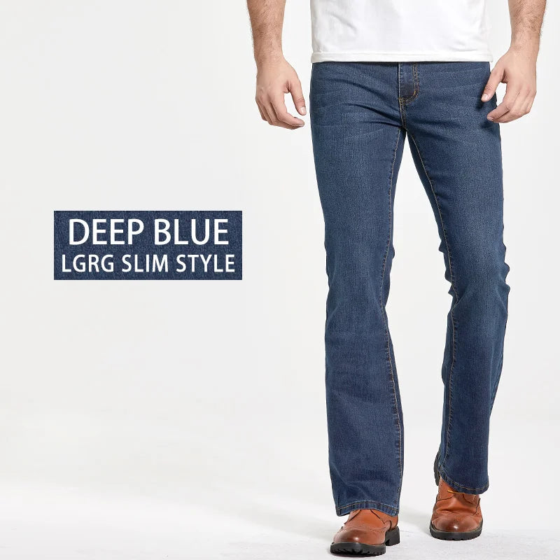 Men's Stretch Bootcut Jeans | Slim Flare Denim Trousers