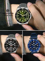 San Martin 39mm Diver GMT Watch Enamel Dial NH34 Stainless Steel Luxury Men Watch Automatic Mechanical Sapphire Luminous SN0136