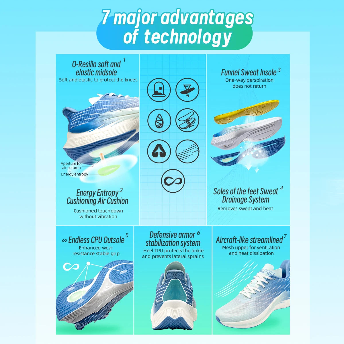 ONEMIX 2025 Air cushion Running Shoes  Breathable Outdoor Sport Sneakers Lightweight Athletic Jogging Walking Shoes