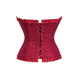 USA-Made Jacquard Ruffled Overbust Corset – Gothic Victorian Push-Up Bustier