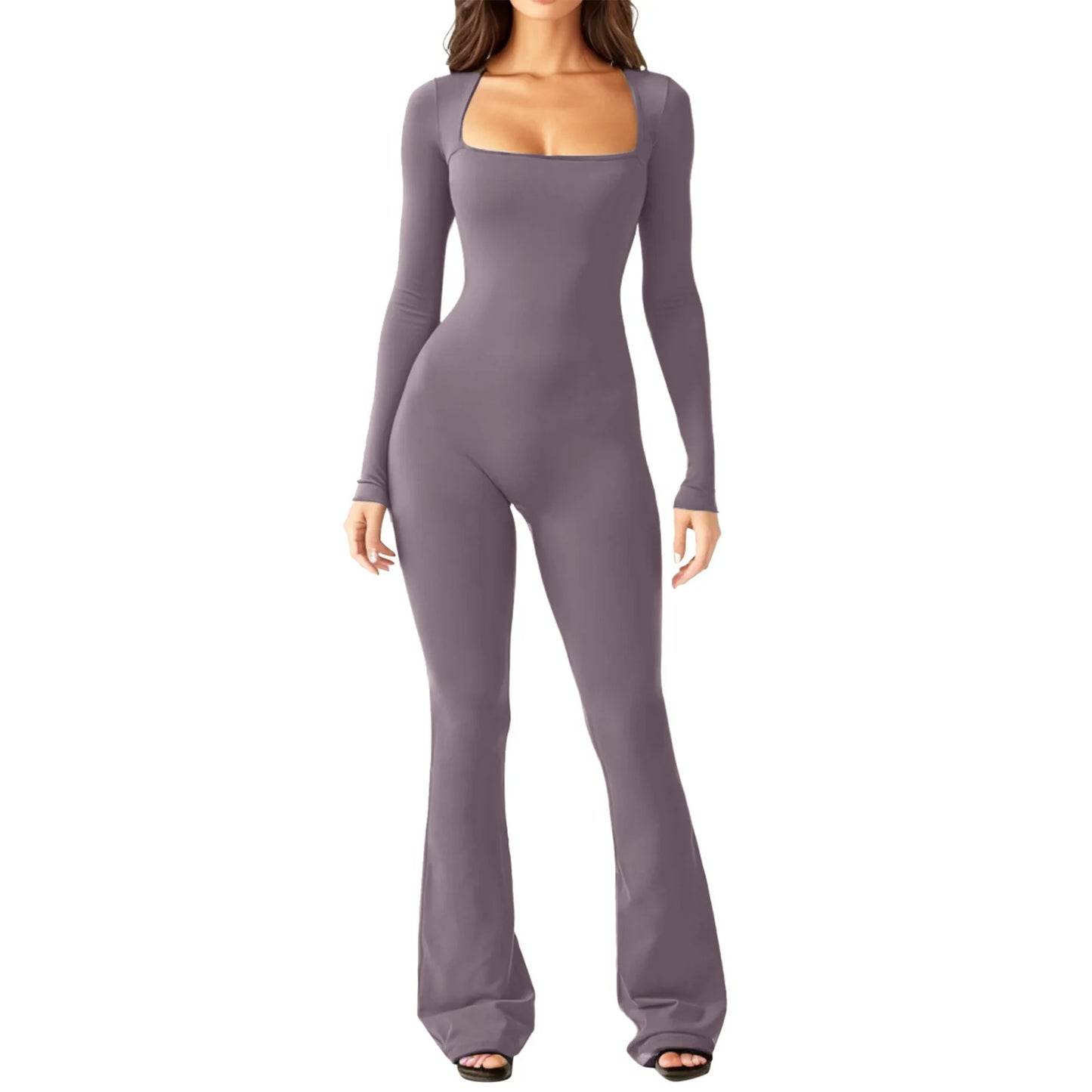 Wide-Leg Yoga Bodysuit | One-Piece Long Sleeve Gym Jumpsuit (S-2XL)