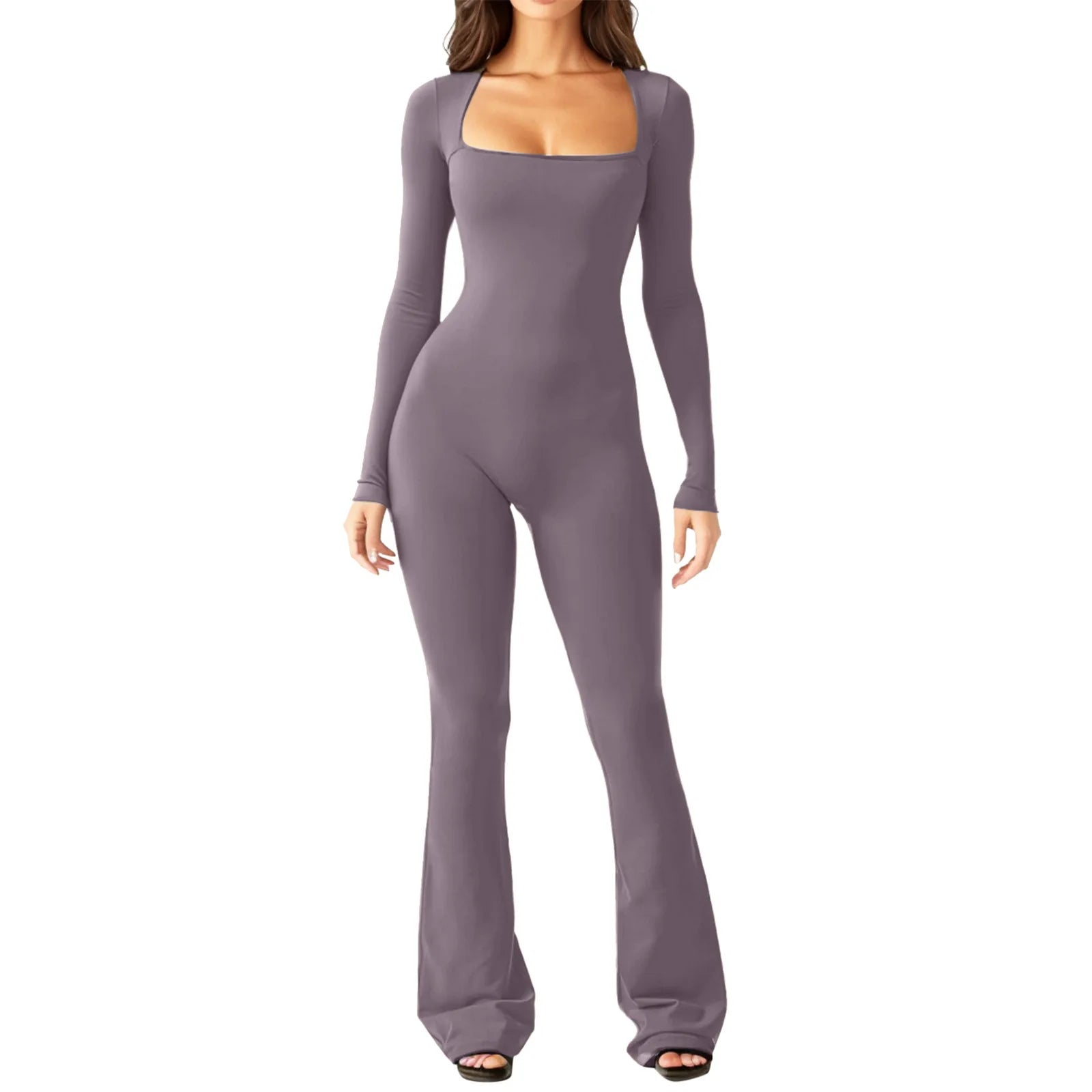 Wide-Leg Yoga Bodysuit | One-Piece Long Sleeve Gym Jumpsuit (S-2XL)