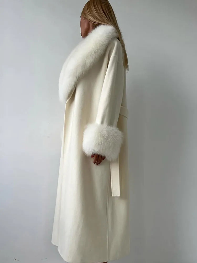 Faux Fur Patchwork Woolen Overcoat