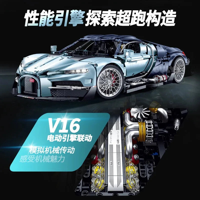 Technical MOC 10648 Bugat Tourbillon 3719PCS 1:8 Building Bricks Set Sports Car Model for Adults Terminal Blocks Toys Gifts