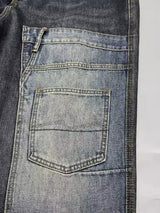 Patchwork Straight Leg Jeans Plus Size Multi Pocket Japanese Streetwear High Quality Trendy Skater Fit Denim Trousers 2025 New
