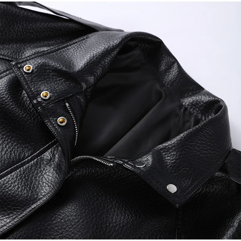 Chic Stand Collar Leather Jacket