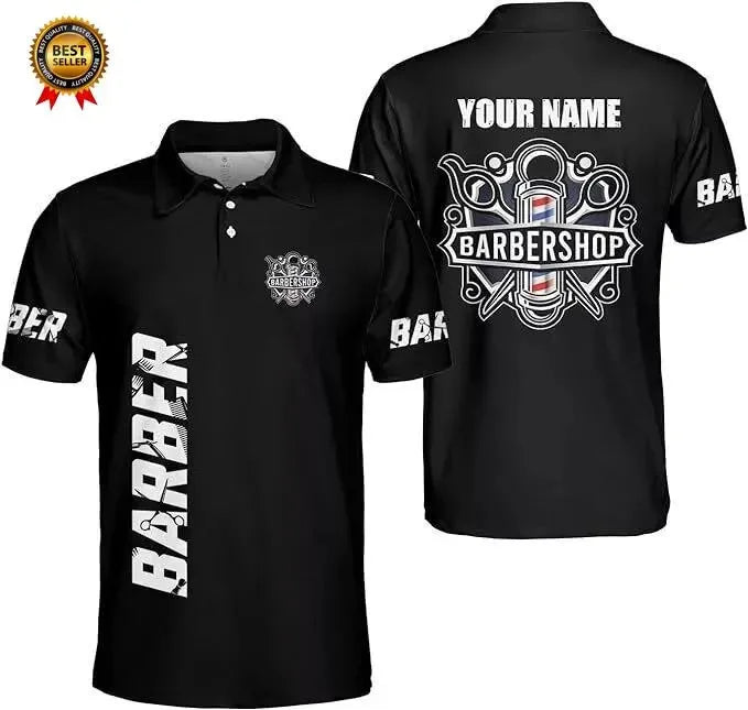 Men's 3D Barber Print Polo | Streetwear Y2K Style