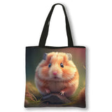 Kawaii Pet Guinea Pig Hamster Print Shoulder Bag Women Casual Handbags Large Capacity Totes Bag Eco Reusable Shopping Bags Gift