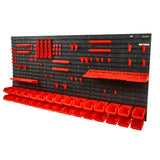 SucceBuy Wall Mounted Storage Bins 30/48Bin Parts Rack Organizer Garage with Wall Panels Hooks Plastic Shop Tool for Screw Nails
