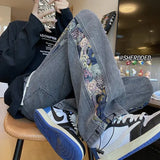 Men’s Bear Embroidered Wide-Leg Jeans