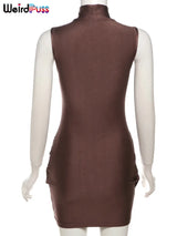 Nibber Cross Ruffles Mini Bodycon Dress