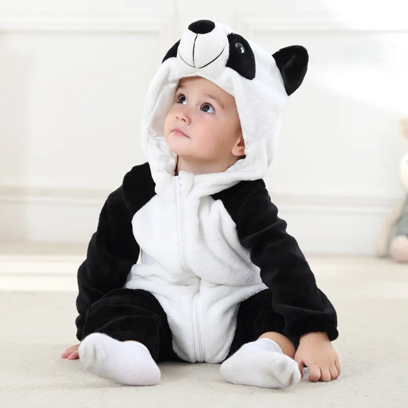 Animal Theme Flannel Baby Romper