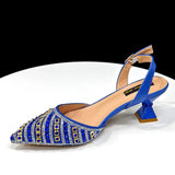 Rhinestone Pointed-Toe Slingback Heels & Bag Set