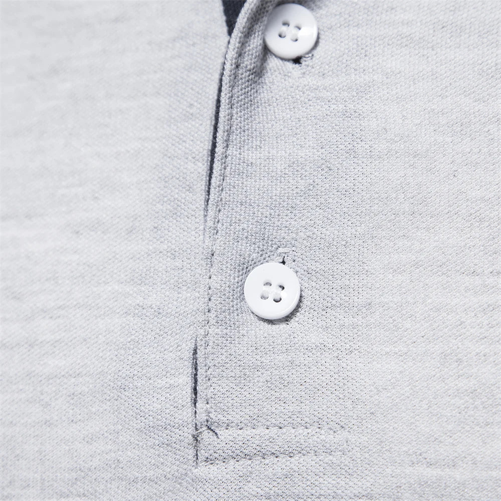 AIOPESON Men's Deer Embroidery Polo Shirt – Long Sleeve