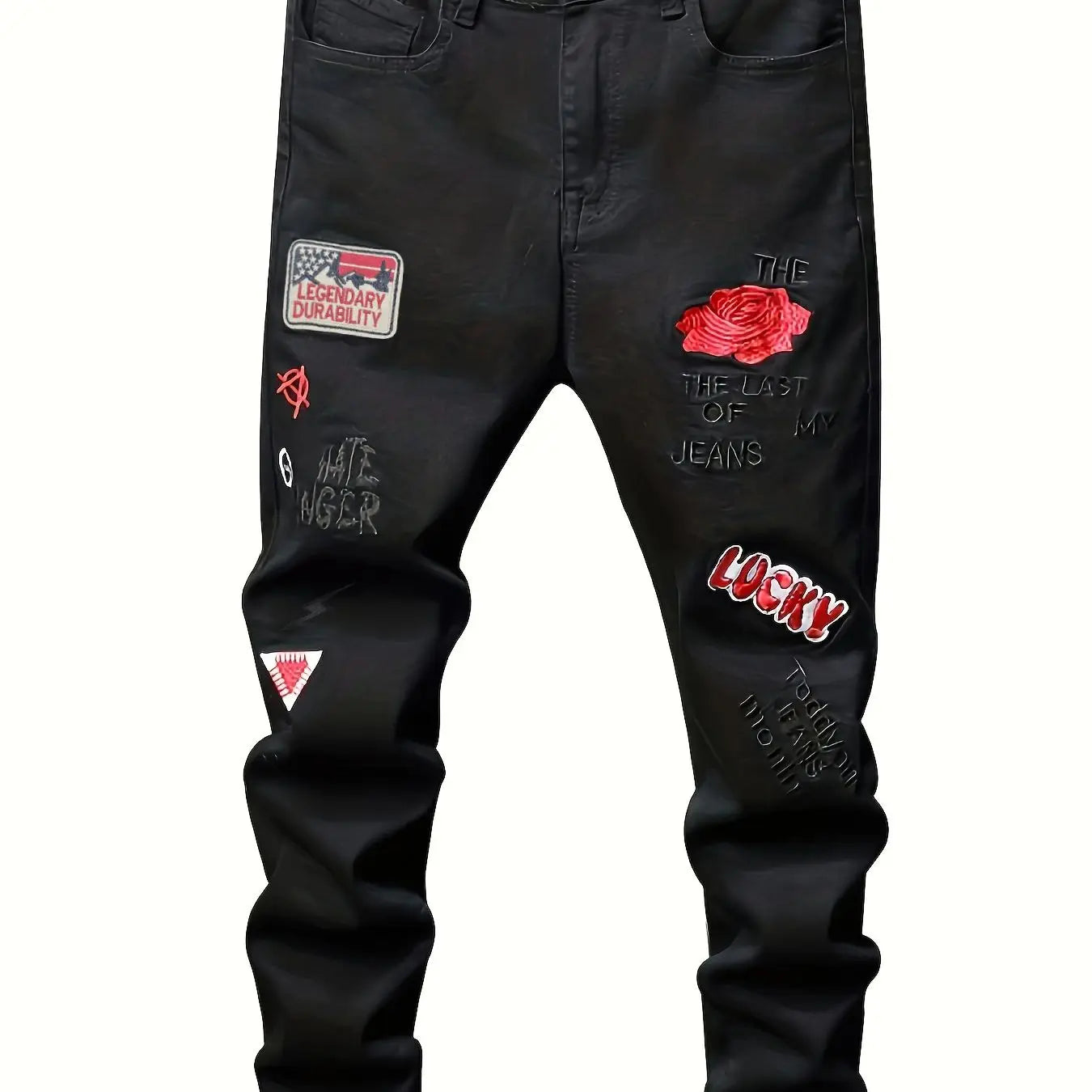 Men’s Slim Fit Embroidered Straight Leg Denim