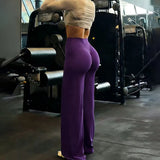 High-Waist Wide-Leg Gym Trousers
