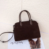 2026 Fall Winter Suede Leather Spacious Crossbody Tote Bag Simple Commuting Handheld Single Shoulder Bag Premium Women's Handbag