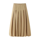 Women's Autumn New Short Zipper Jacket Short Sleeved Top High Waisted Pleated Lantern Flower Bud Half Skirt Set