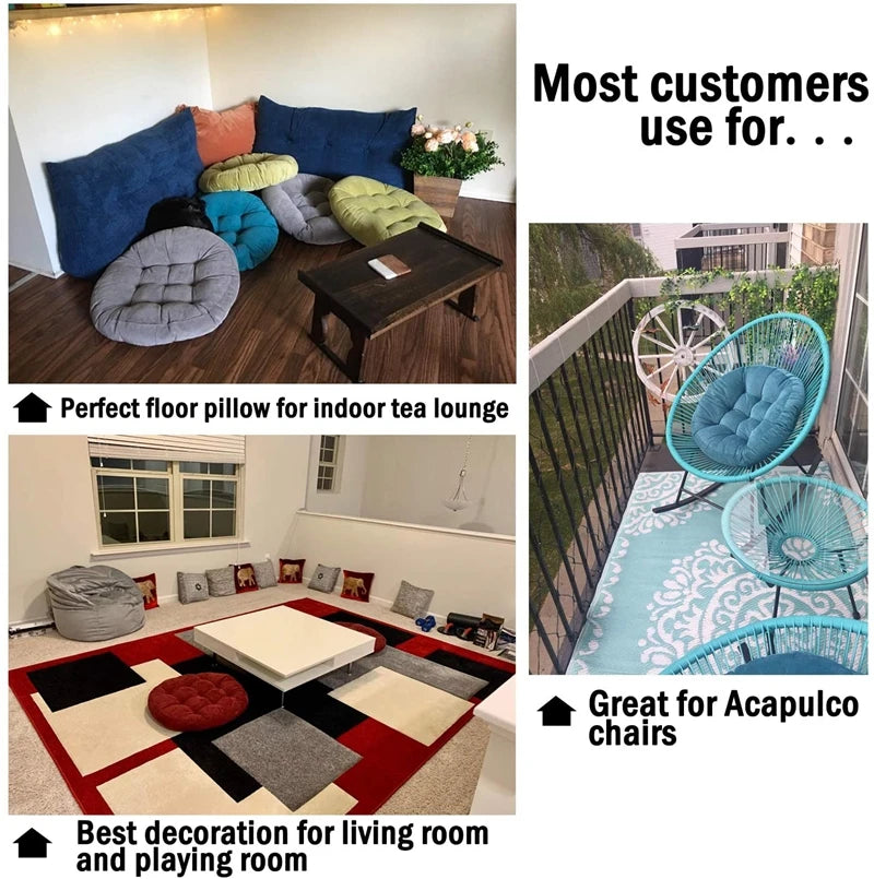 Round Floor Cushion Seating for Adults,Tufted Thick Meditation Cushion for Floor Seating Yoga Living Room Office