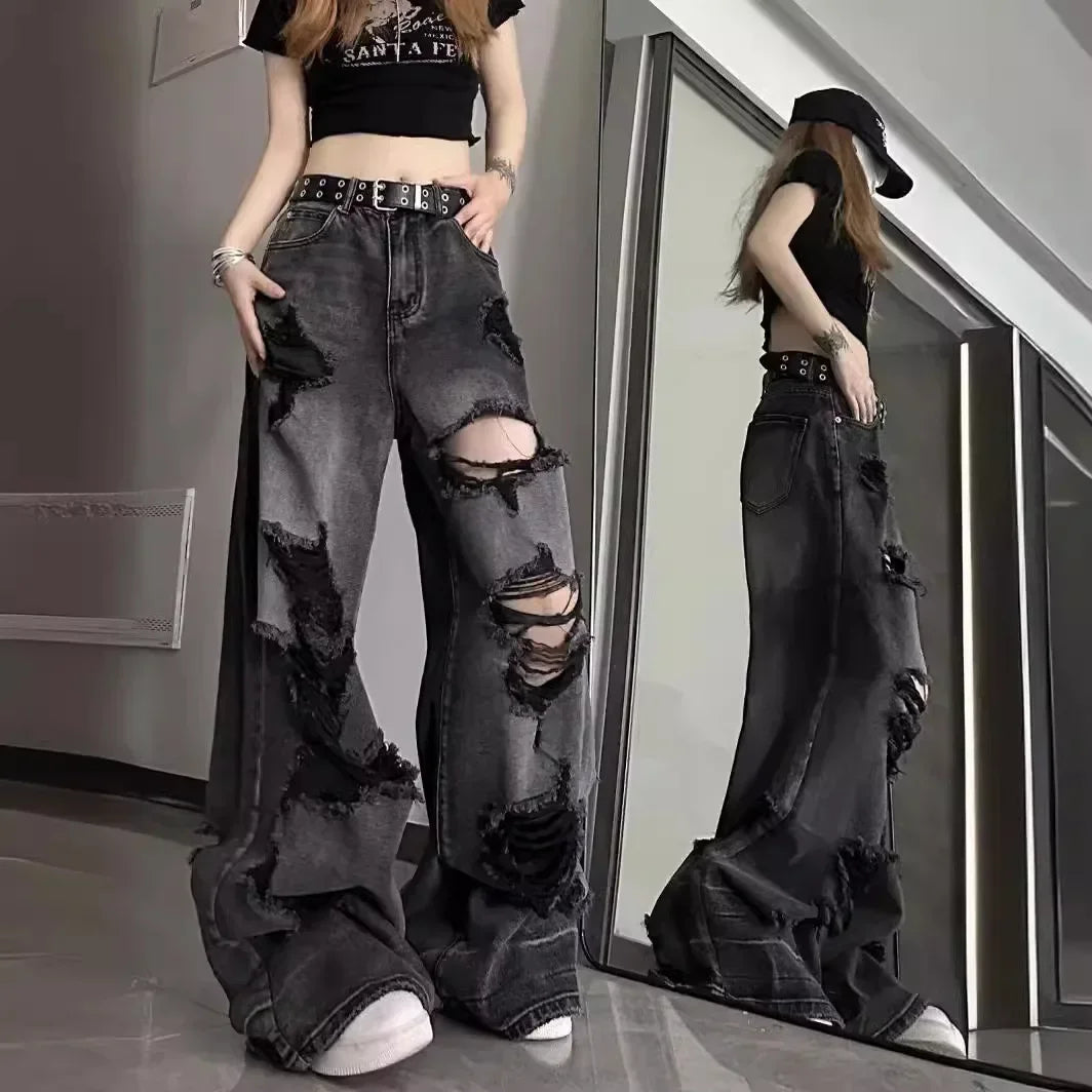 American Style Ripped Bell-Bottom Jeans