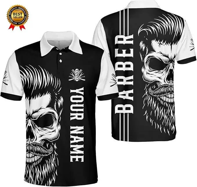 Men's 3D Barber Print Polo | Streetwear Y2K Style
