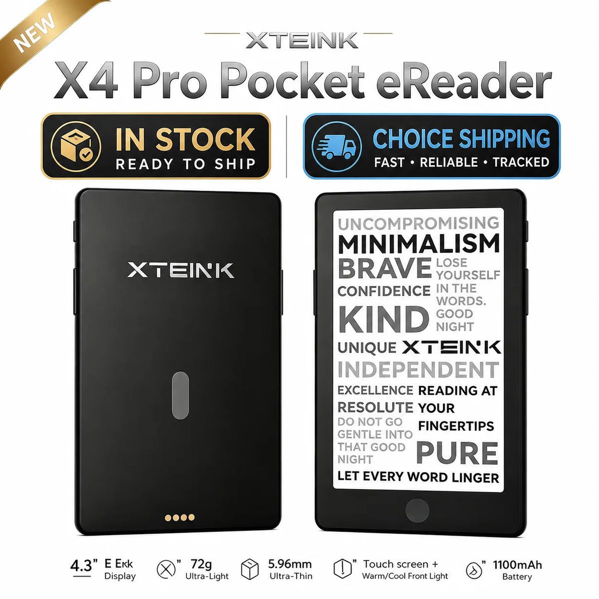 XTEINK Pocket E Ink E-Reader for Travel & Daily Reading