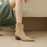 MORAZORA Size 34-44 Cow Suede Leather Western Boots Women Autumn Winter Cowboy Boots Handmade Ankle Boots For Women Shoes