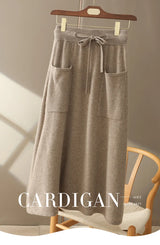 Wool A-Line Midi Skirt – Women's Knit Autumn Winter