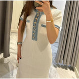 Chic Contrast Knit Maxi Dress
