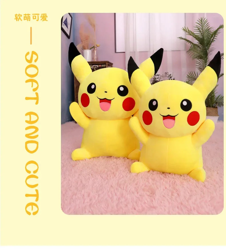 25/45/55/65CM Pokemon Pikachu Plush Doll Japanese Cartoon Animal Stuffed Toy Kawaii Pikachu Ornaments Sofa Cushion Plushies Gift