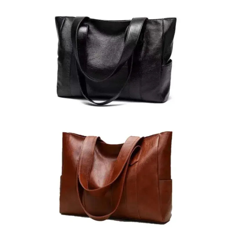 Vintage Vegan Leather Large Capacity Tote