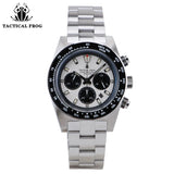 Tactical Frog 41mm Men's Chronograph Watch VS75 Solar Quartz Movement Waterproof Sapphire Green C3 Luminous Quartz Wristwatch