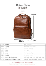 Men's Backpack Natural Head Layer Cowhide Vintage Crossbody Women's Outdoor Travel Backpack 15 inch Laptop Bag Leathfocus