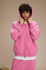 Batik fleece zippered hoodie